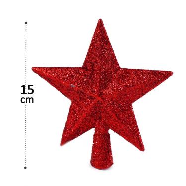 Imagem de Enfeite de natal ponteira estrela c/ glitter 15CM vermelha