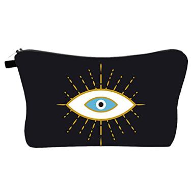 Imagem de EXCEART Malvado Olho cosmético bolsa de viagem com zíper organizador de maquiagem trave acessórios de higiene pessoal bolsa de cosméticos decorativa bolsa de maquiagem feminina conveniente