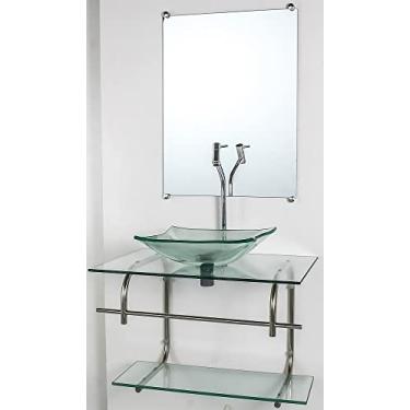 Imagem de GABINETE DE VIDRO PARA BANHEIRO INOX 60CM CUBA QUADRADA INCOLOR