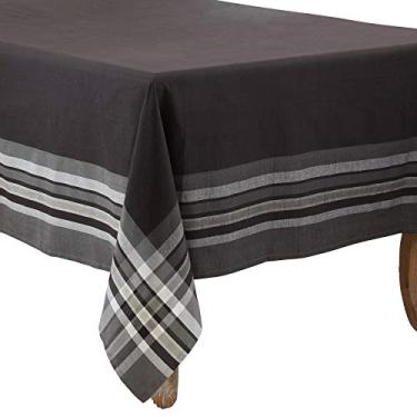 Imagem de SARO LIFESTYLE Toalha de mesa Beau Collection com borda listrada, 178 cm, preta