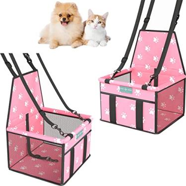 Imagem de Assento Cadeira Pet Auto Carro Para Cão Gato Até 10Kg (Rosa com Pata)