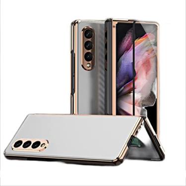 Imagem de Capa para Samsung Galaxy Z Fold 3, capa traseira de PC galvanizado fashion com capa protetora de tela à prova de choque Slim Fit para Samsung Galaxy Z Fold 3, prata