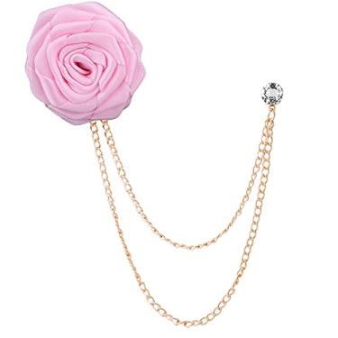 Imagem de Broches de casamento modernos para noivos feitos à mão, broche de flor de rosa, broche de lapela, broche de borla, corrente, acessórios para terno masculino, Metal, Cristal,
