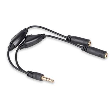 Imagem de Cabo divisor Besmelody 3,5 mm Y com controle de volume, 3,5 mm fone de ouvido/divisor de fone de ouvido macho para 2 fêmeas cabo de extensão universal de áudio estéreo para smartphone/tablet/alto-falante
