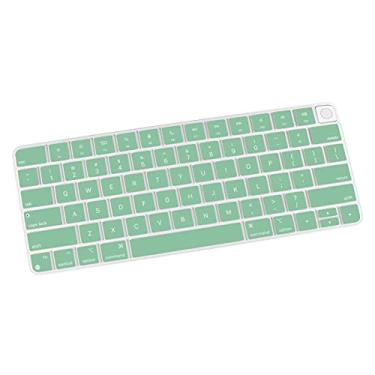 Imagem de Allinside Capa de teclado de silicone para teclado iMac Magic A2449/A2450, película protetora para teclado sem fio iMac 24 polegadas lançado em 2021, layout dos EUA, verde claro