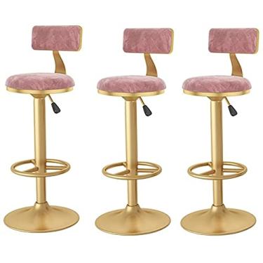 Imagem de Bsillas Cocina de Barra Altas Bancos Taburete Bar Isla Banquetas para Bar, Balcão de Bar Altura do Balcão para Café da Manhã Elevador Giratório de 360 ​​° Ajustável Almofada Macia com Encosto