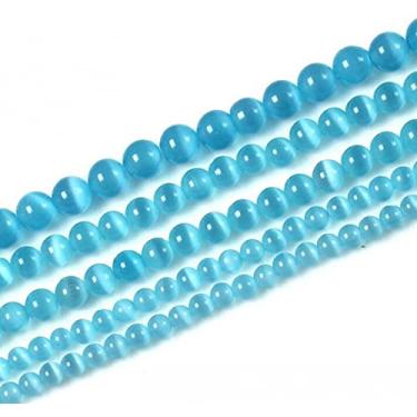 Imagem de Contas soltas de opala azul faça você mesmo joias artesanais opala azul céu produtos semi-acabados (8 mm, azul claro)