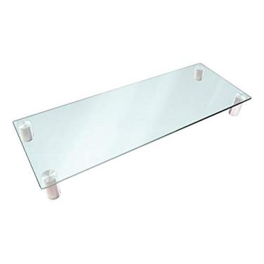 Imagem de Monoprice Suporte para monitor de mesa Multimedia Riser 116356 – Vidro transparente, grande 30,8 x 11 polegadas – Coleção Workstream