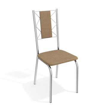 Imagem de Cadeira Lisboa Kappesberg Sala de Jantar Cozinha Escritório Metal Cromado Forro Capuccino 2 Un