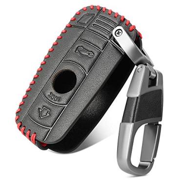 Imagem de CSHU Couro KCar Key Case Cover Chaveiro Ring Key Bag, apto para BMW E90 E60 E70 E87 3 5 6 M3 M5 X1 X5 X6 Z4