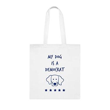 Imagem de My Dog Is A Democratat, Presente para Cão, Aniversário de Cão Bolsa de Ombro de Cão, Bolsa de Mão Reutilizável para Cachorro, Branco