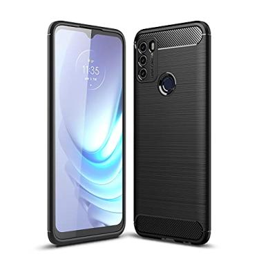Imagem de YUNCHAO Caixa de telefone Para Motorola Moto G50 escovado textura de carbono TPU Case capa para celular