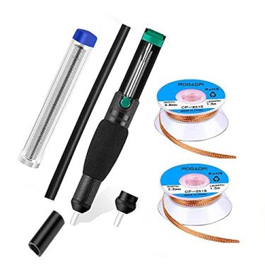 Imagem de Mogaopi Pavio de dessoldagem, bomba de dessoldagem, ventosa de solda, pavio de solda, 2 peças de trança de solda (2,5 mm de largura, 1,5 m de comprimento) fio de solda, ponta de substituição,