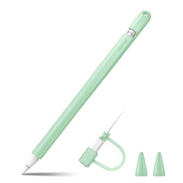 Imagem de Fintie Capa de silicone compatível com Apple Pencil de 1ª geração, capa de caneta ultra leve, suporte protetor de lápis macio com 2 capas de ponta e cabo adaptador de cabo, verde
