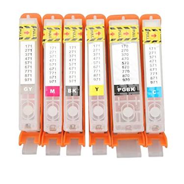 Imagem de Cartucho de Tinta, 5 Peças PGBK BK C M Y PP Cartucho de Impressora Saída Uniforme Robusta Impressora Fotográfica Reutilizável (370-371)