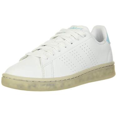 Imagem de adidas Sapato de tênis feminino Advantage, Branco/Branco/Celeste nebuloso, 10.5