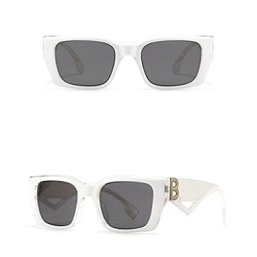 Imagem de Óculos de sol retangulares brancos de luxo feminino armação grande metal lado b óculos de sol femininos de viagem dirigindo óculos de sol quadrados, prata preta, tamanho único