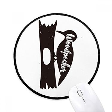 Imagem de Woodpecker Mouse Pad preto e branco animal tapete redondo para escritório para computador