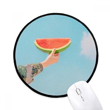 Imagem de Blue Sky Watermelon Science Nature Cenário Mouse Pad Desktop Office Tapete Redondo para Computador