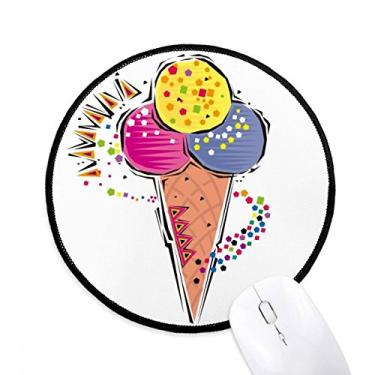Imagem de DIYthinker Vermelho amarelo azul bola de sorvete ilustração elemento tapete de mouse desktop escritório tapete redondo para computador