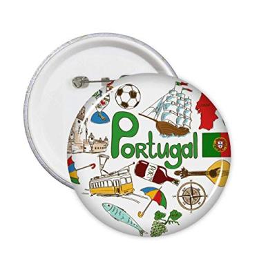 Imagem de Broche de bandeira nacional de Portugal Love Heart Landscap Broche Emblema Acessório Decoração 5 peças