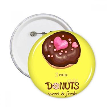 Imagem de Coração chocolate rosquinha sobremesa comida doce pinos redondos emblema acessório decoração 5 peças