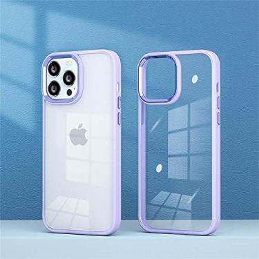 Imagem de Para iPhone 14 13 11 12 Pro Max Mini Case Transparente Acrílico Silicone Shell Metal Button Para iphone SE2020 X XR XS MAX 7 8 Plus, Roxo, Para iPhone XR
