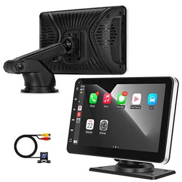 Imagem de XRC TECH Tela sensível ao toque IPS de 7 polegadas estéreo portátil para carro, reprodutor multimídia navegação GPS compatível com Apple CarPlay AndroidAuto, Bluetooth, Mirror Link, FM, Siri/Google Assistant, cartão TF / USB