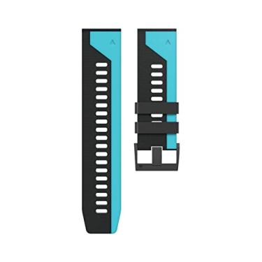 Imagem de DFAMIN 22 26mm pulseiras de relógio coloridas Quickfit para Garmin Fenix 7 7X 6 6X 5X 5 Plus 3 3HR 935 945 S60 silicone Easyfit pulseira de relógio Correa (Cor: preto céu azul, tamanho: Fenix 7X)