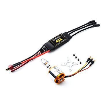 Imagem de LAURAG Controlador eletrônico de velocidade 2217 1100KV motor sem escova 40A ESC com plugue T 3,5 mm conectores banana para helicóptero de controle remoto