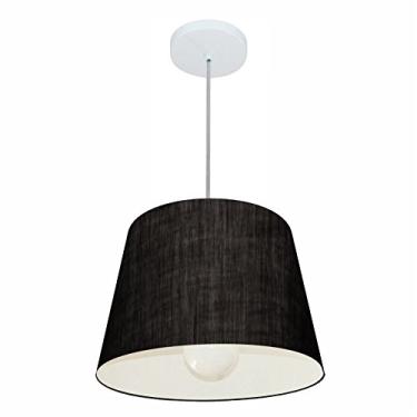 Imagem de Lustre Pendente Cone Cúpula Tecido 30/40x30 cm, Vivare Iluminação, Pendente4240 PR, Preto, Médio