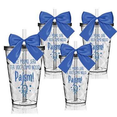 Imagem de Kit 4 Copos Convite com Laço Personalizados para Pajem