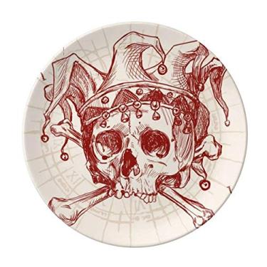 Imagem de Coringa Coringa Coroa Vermelho Esqueleto Cartão Padrão Placa Decorativa Porcelana Salver Prato de Jantar