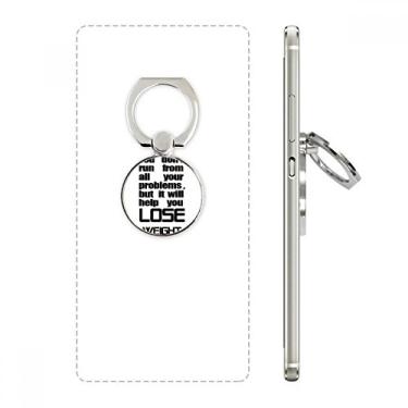 Imagem de Lose Weight Suporte de anel de telefone com letra preta e slogan inglês com suporte ajustável