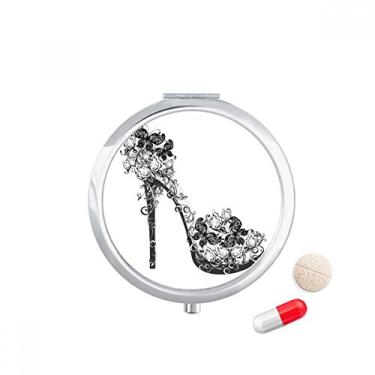 Imagem de Sapatos de salto alto flor padrão borboleta caixa de armazenamento de remédios dispensador de comprimidos