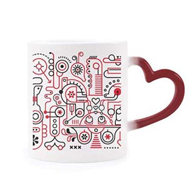 Imagem de Caneca Graffiti Street abstrata vermelha com estampa branca sensível ao calor Caneca vermelha que muda de cor