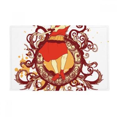 Imagem de DIYthinker Tapete de chão com ilustração de espada Samurai vermelho japonês, tapete antiderrapante para porta de banheiro