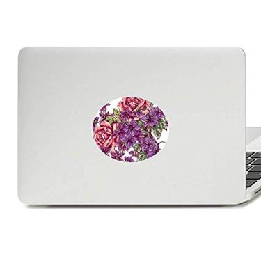 Imagem de Adesivo de notebook com emblema de folha de flor, azul, branco
