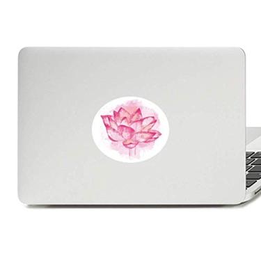 Imagem de Adesivo de notebook com emblema de vinil e flor de lótus rosa em aquarela