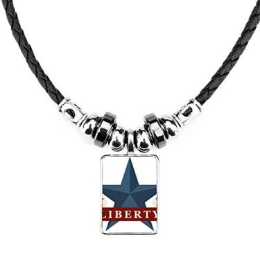 Imagem de DIYthinker Pentagram Liberty Slogan América Country City, colar, joias, torque, pingente de corda de couro