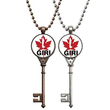 Imagem de OFFbb-USA Maple Leaf Retrato Menina Art Deco Presente Fashion Chaveiro Colar Pingente Joias Decoração Casal