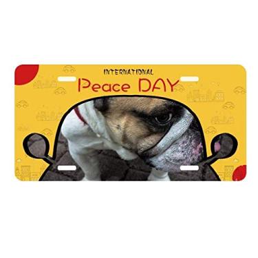 Imagem de DIYthinker Placa de carro com foto de animais de estimação Bulldog para decoração de carro Dia da Paz