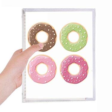 Imagem de Caderno com padrão de sobremesa de quatro rosquinhas, diário de folhas soltas recarregável, papelaria
