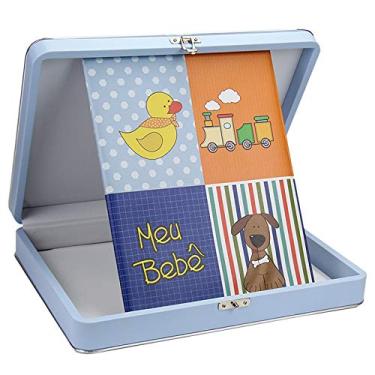 Imagem de Álbum Fotografico 20x30 Animals Meu Bebê Azul p/ 100 Fotos c/Estojo