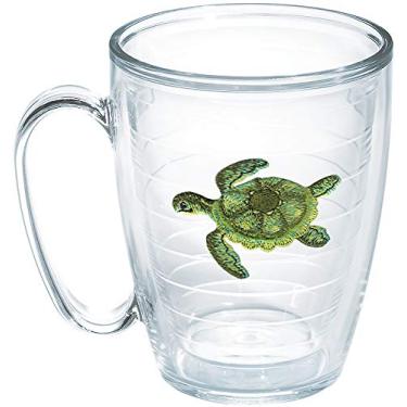 Imagem de Tervis Green Turtle Made in USA Copo isolado de parede dupla, caneca de 473 ml - sem tampa, transparente