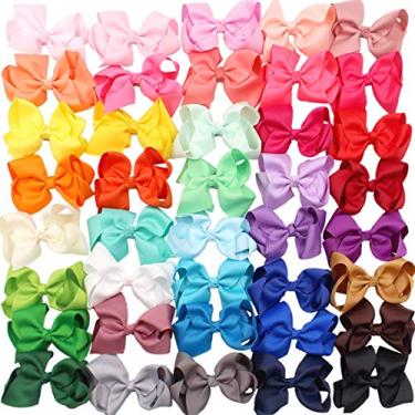 Imagem de (40 Colors 4.5") - JOYOYO 40 Colours 11cm Baby Girls Hair Bows Alligator Clips Grosgrain Ribbon Big Bows Clips For Girls Toddlers Kids Teens Children