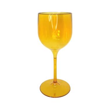 Imagem de 100 Taças De Vinho Acrílico Cristal Translúcido 280 Ml Cor:Dourado
