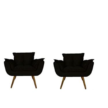 Imagem de Conjunto 2 Poltronas Decorativa Estofada Para Salão de Beleza Opala Suede Preto - LM DECOR