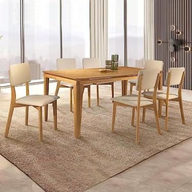 Imagem de Conjunto Sala de Jantar Mesa 160cm com 6 Cadeiras Rubi Tradição Móveis Naturalíssimo