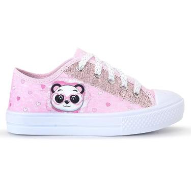 Imagem de Tênis Feminino Infantil Glitter Panda Menina Cano Baixo COR:ROSA;TAMANHO:23/24